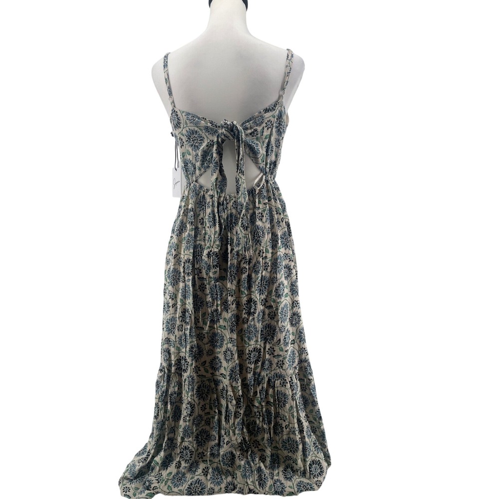 Japna Midi Dress Women's Small Blue Floral Strappy Tiered Fairy Western Boho NEW - Picture 5 of 11